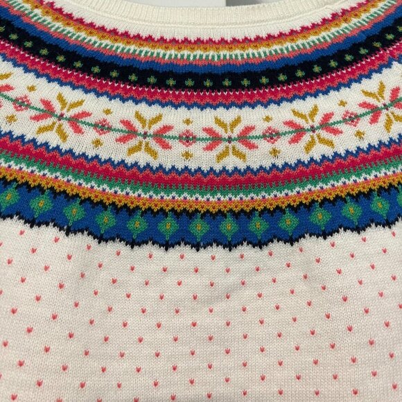Talbots Fair Isle Multicolor Rainbow White Sweater Winter Ski Preppy Knit Small - Picture 2 of 9